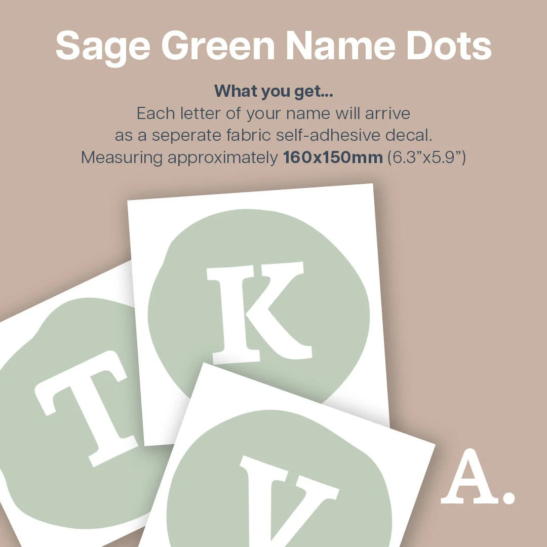 Sage Green Personalised Name Dot Decals - Decals - Name Dots