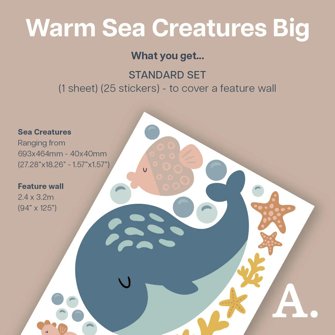 Warm Sea Creatures Big Wall Decal - Decals and Space